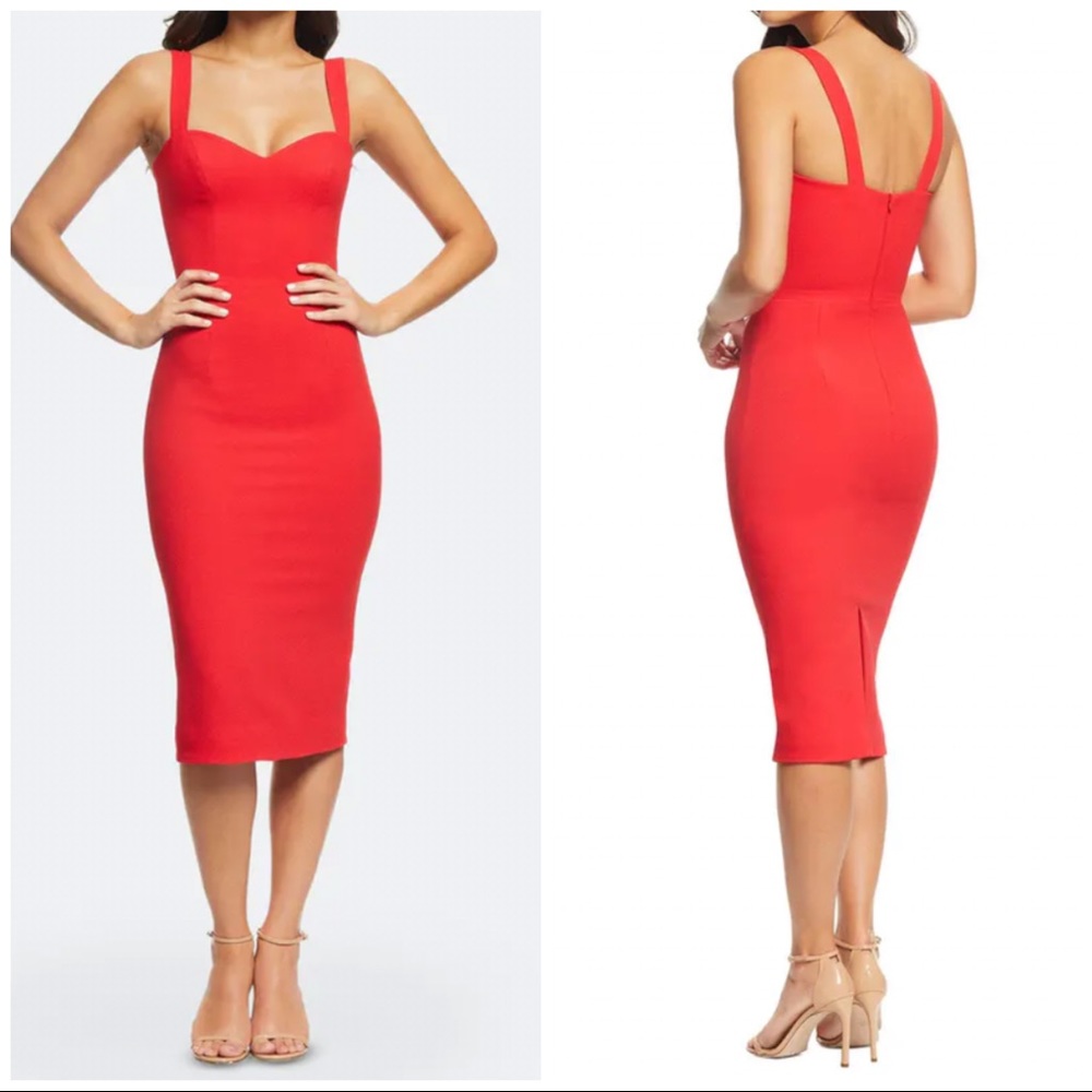 Dress the Population Red Midi Bodycon Dress
